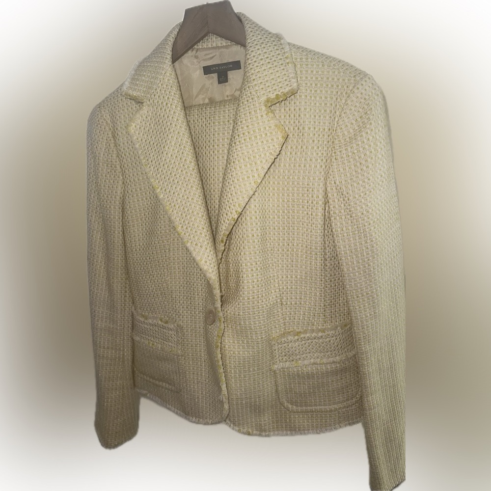 Ann Taylor Yellow Tweed 2-Piece Set - Jacket and Skirt